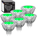 5W MR16 LED Bulb 12V AC/DC Green Lighting, GU5.3 Bi-Pin Base, 6 Pack