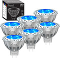 5W MR16 LED Bulb 12V AC/DC Blue Lighting, GU5.3 Bi-Pin Base, 6 Pack