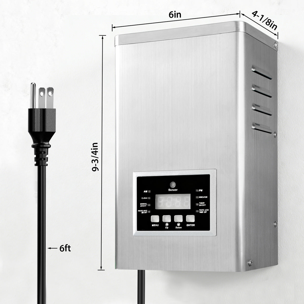 400-Watt Landscape Lighting Transformer with Dusk to Dawn Sensor and Timer, Stainless Steel Housing